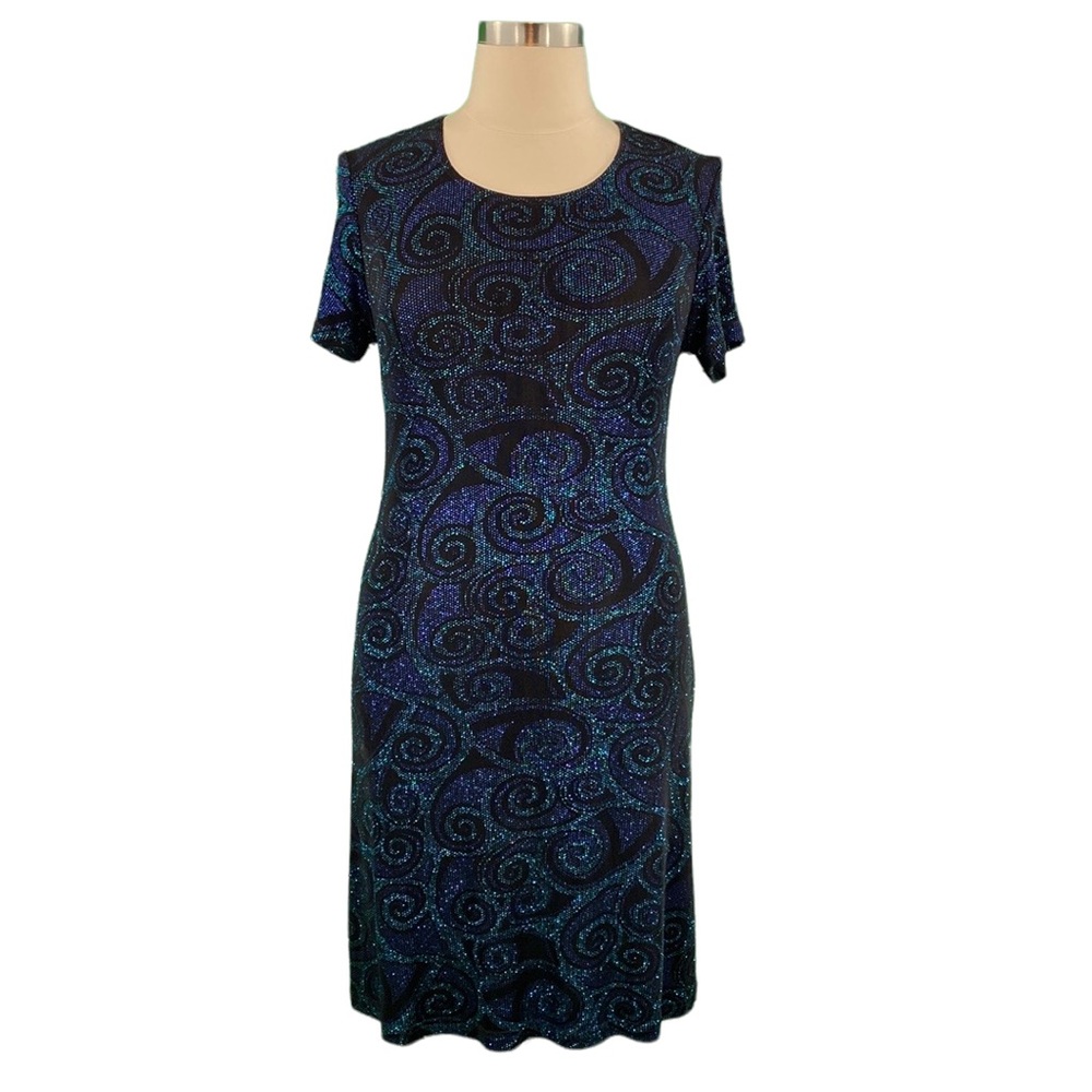 Connected Apparel Black Glitter Evening Dress